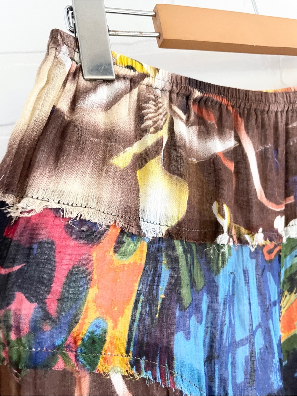 Y2K Patchwork Culotte Flare Pants Art To Wear Cotton Statement Sz S - Picture 9 of 16